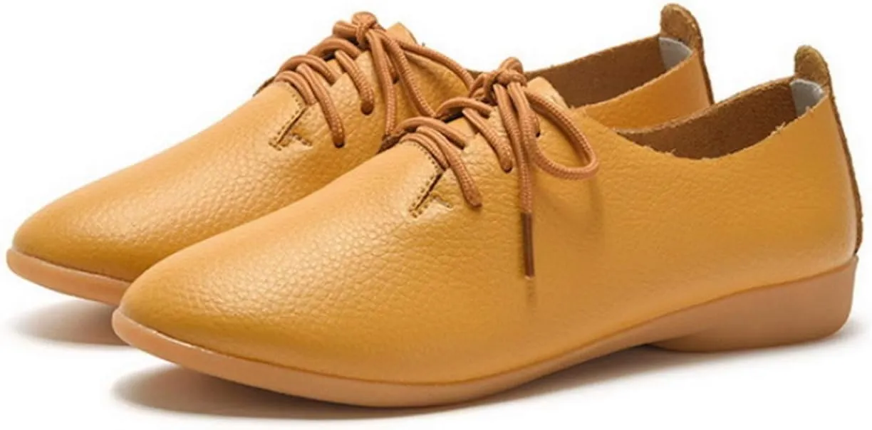 Women's Shoe Leather Classic Lace Up Dress Low Flat Heel Oxford