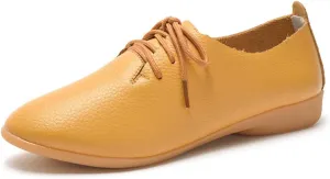 Women's Shoe Leather Classic Lace Up Dress Low Flat Heel Oxford
