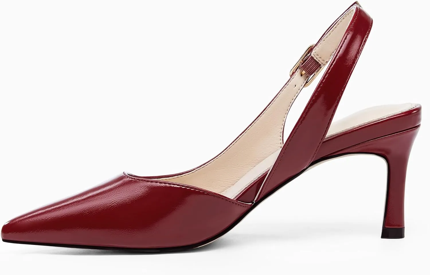 Womens Slingback Heels Low Kitten Pumps Pointed Toe Stiletto Elegant Office Dress Shoes