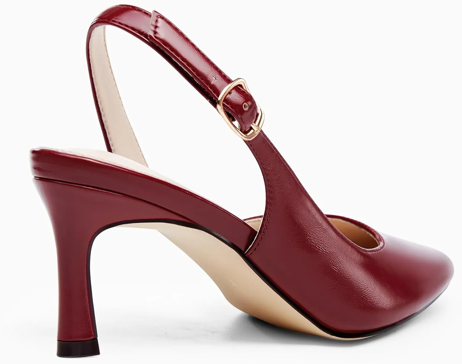 Womens Slingback Heels Low Kitten Pumps Pointed Toe Stiletto Elegant Office Dress Shoes