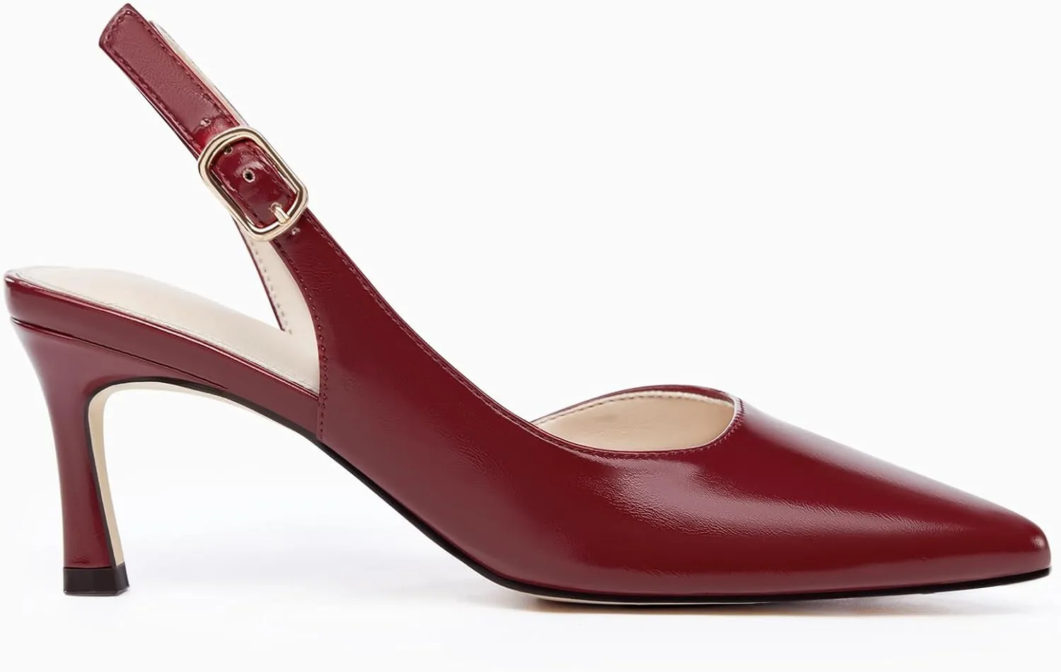 Womens Slingback Heels Low Kitten Pumps Pointed Toe Stiletto Elegant Office Dress Shoes
