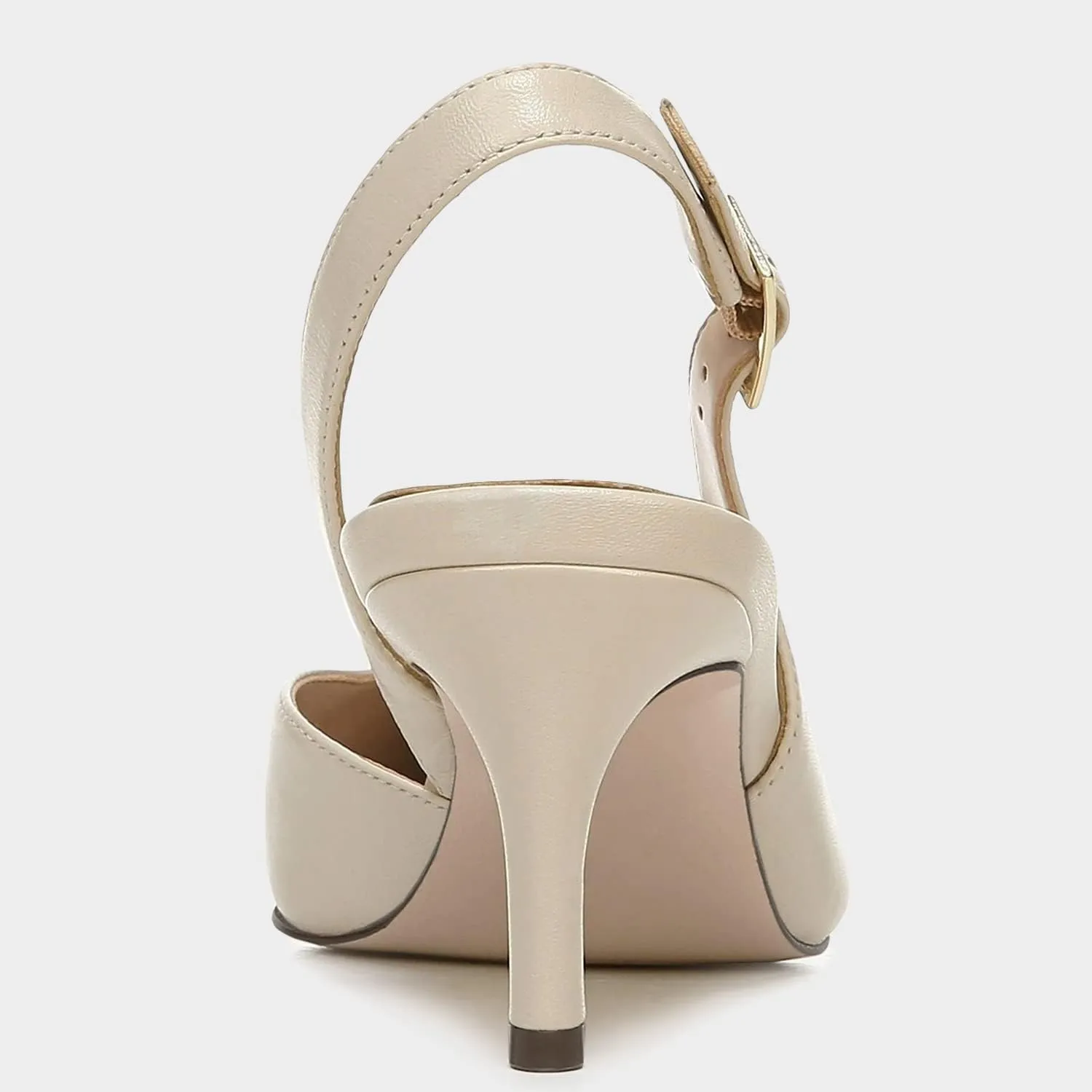 Womens Slingback Heels Low Kitten Pumps Pointed Toe Stiletto Elegant Office Dress Shoes