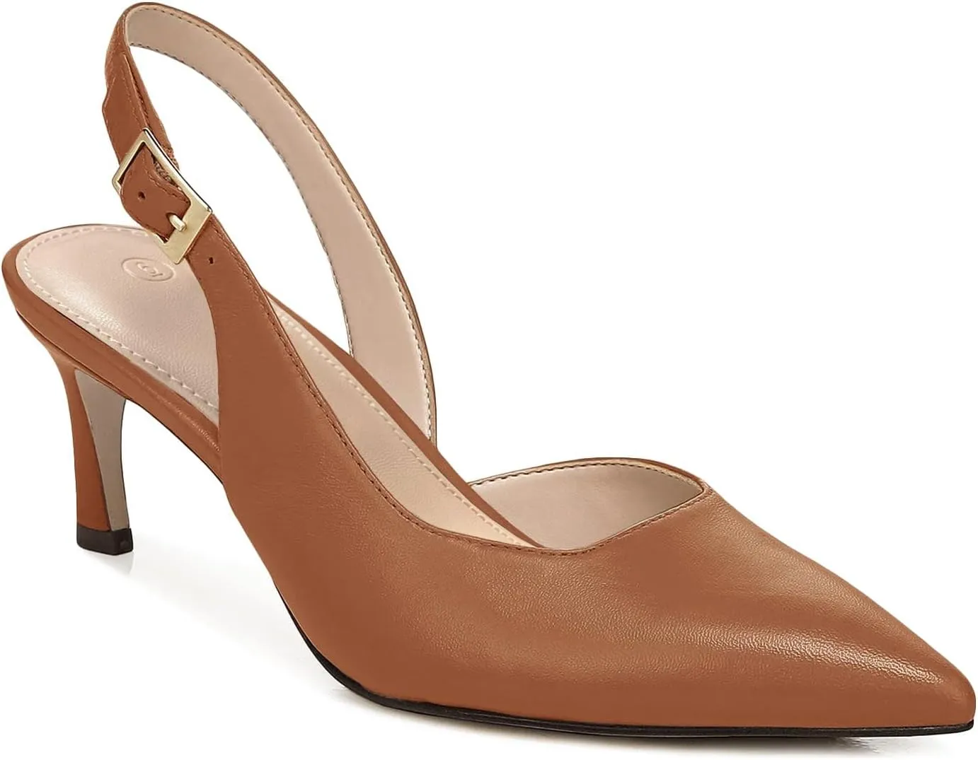 Womens Slingback Heels Low Kitten Pumps Pointed Toe Stiletto Elegant Office Dress Shoes
