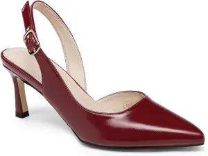 Womens Slingback Heels Low Kitten Pumps Pointed Toe Stiletto Elegant Office Dress Shoes
