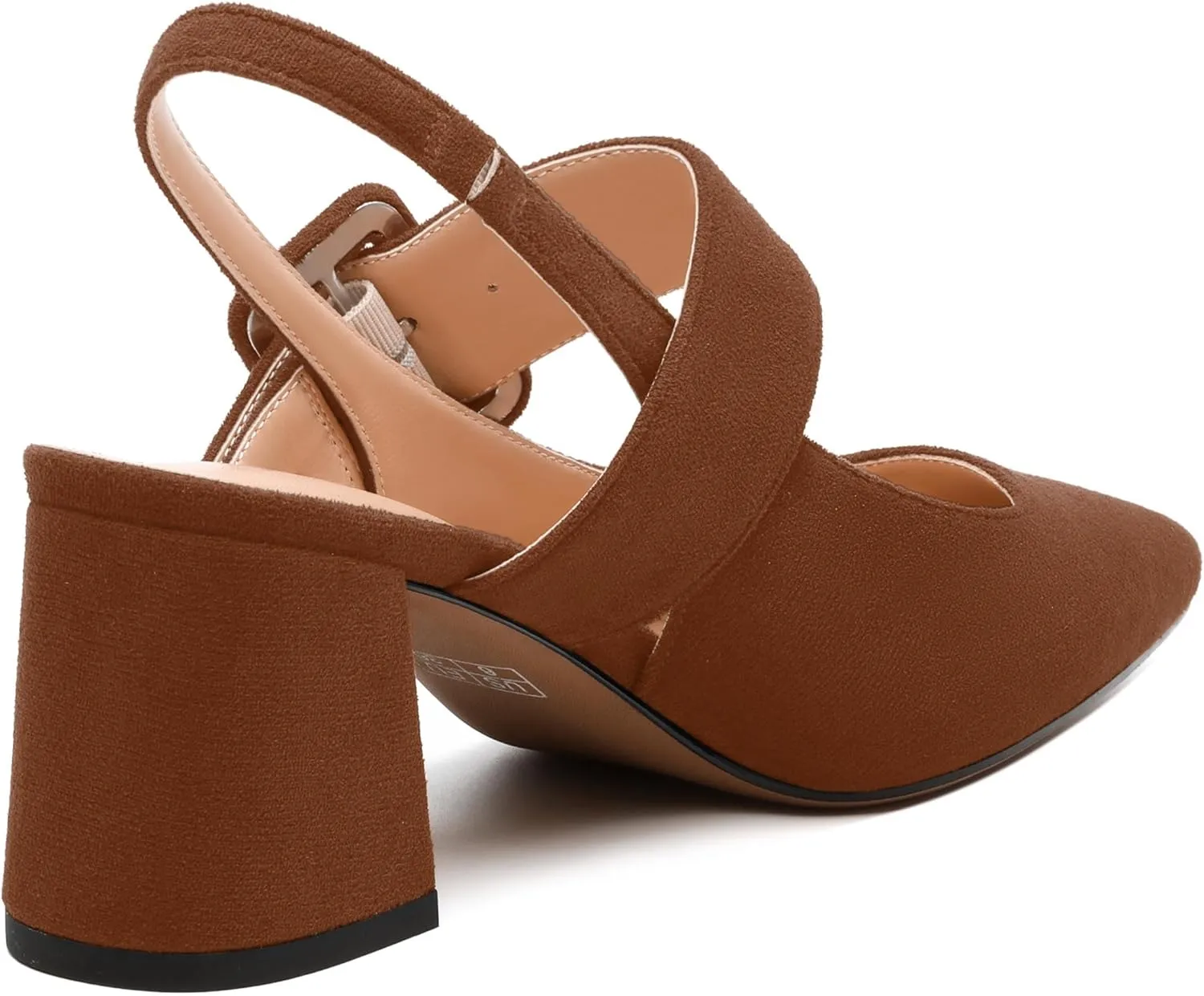Women's Slingback Heels Mid Heel Pumps Pointed Closed Toe Chunky Heel Suede Wedding Party Shoes
