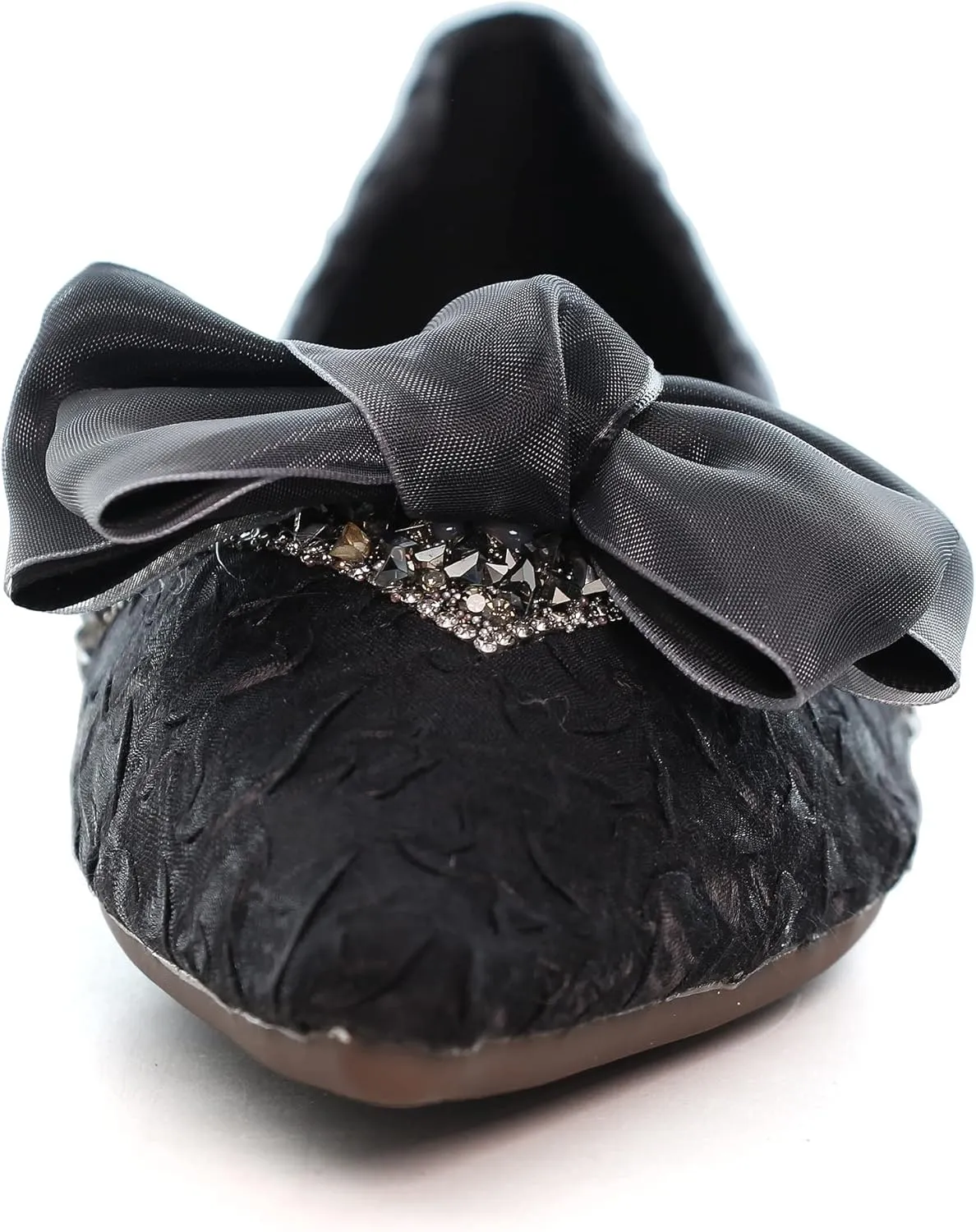 Women's Slip on Flats,Fashion Classic Pointed Toe Solid Pearl Bow Women's Flats, Gentle Shallow Rhinestone Satin Upper Soft Comfortable Flat Shoes
