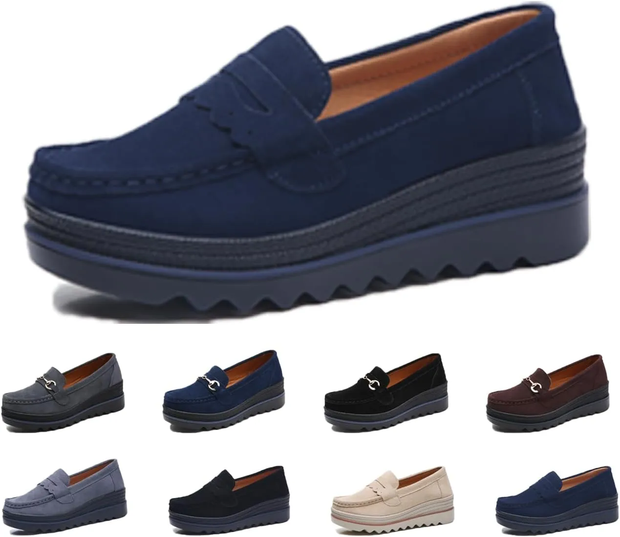 Womens Slip on Loafers Comfortable Thick Soft Platform Shoes Business Casual Walking Shoes