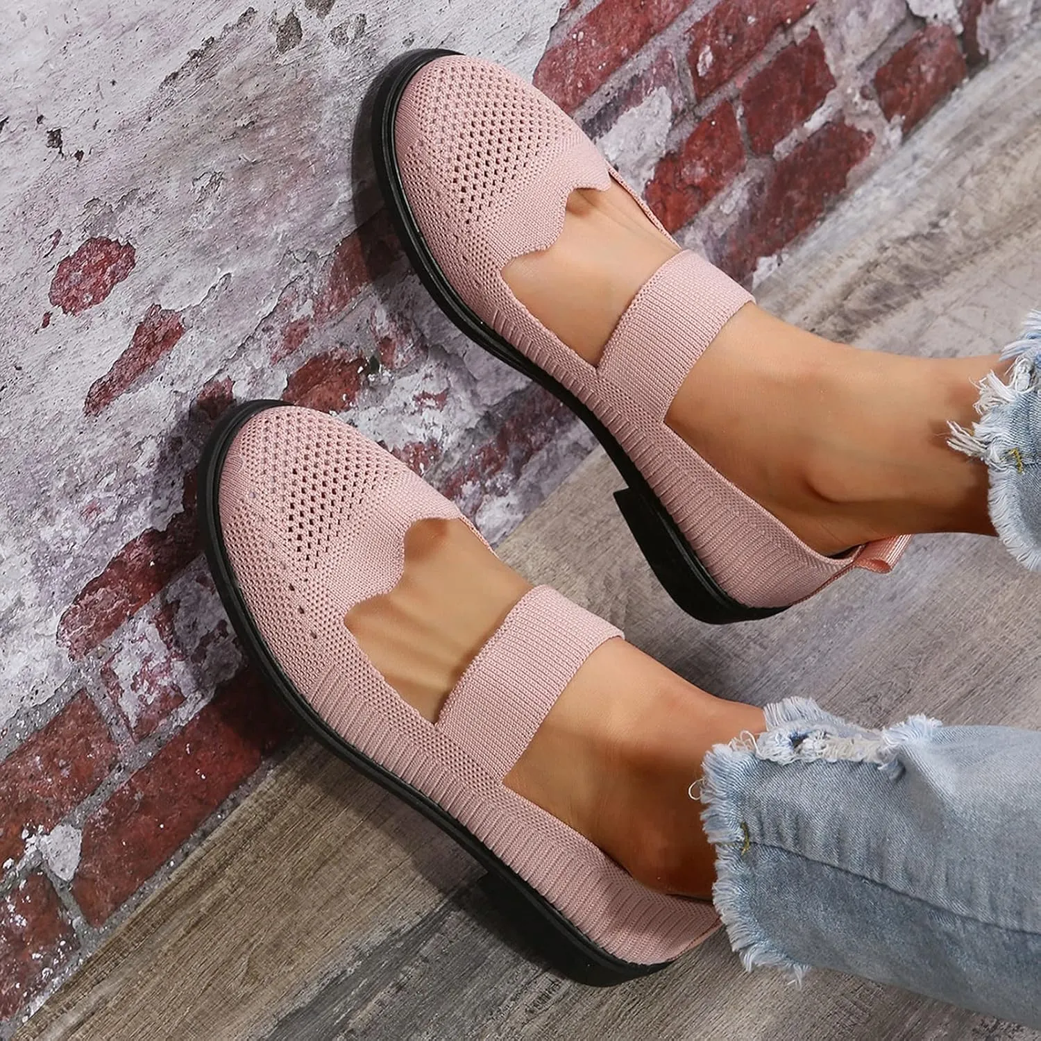 Women's Slip On Mesh Lightweight Flats Sneaker,Comfortable Breathable Non-Slip Soft Sole Walking Shoes Loafer Nurse Shoes