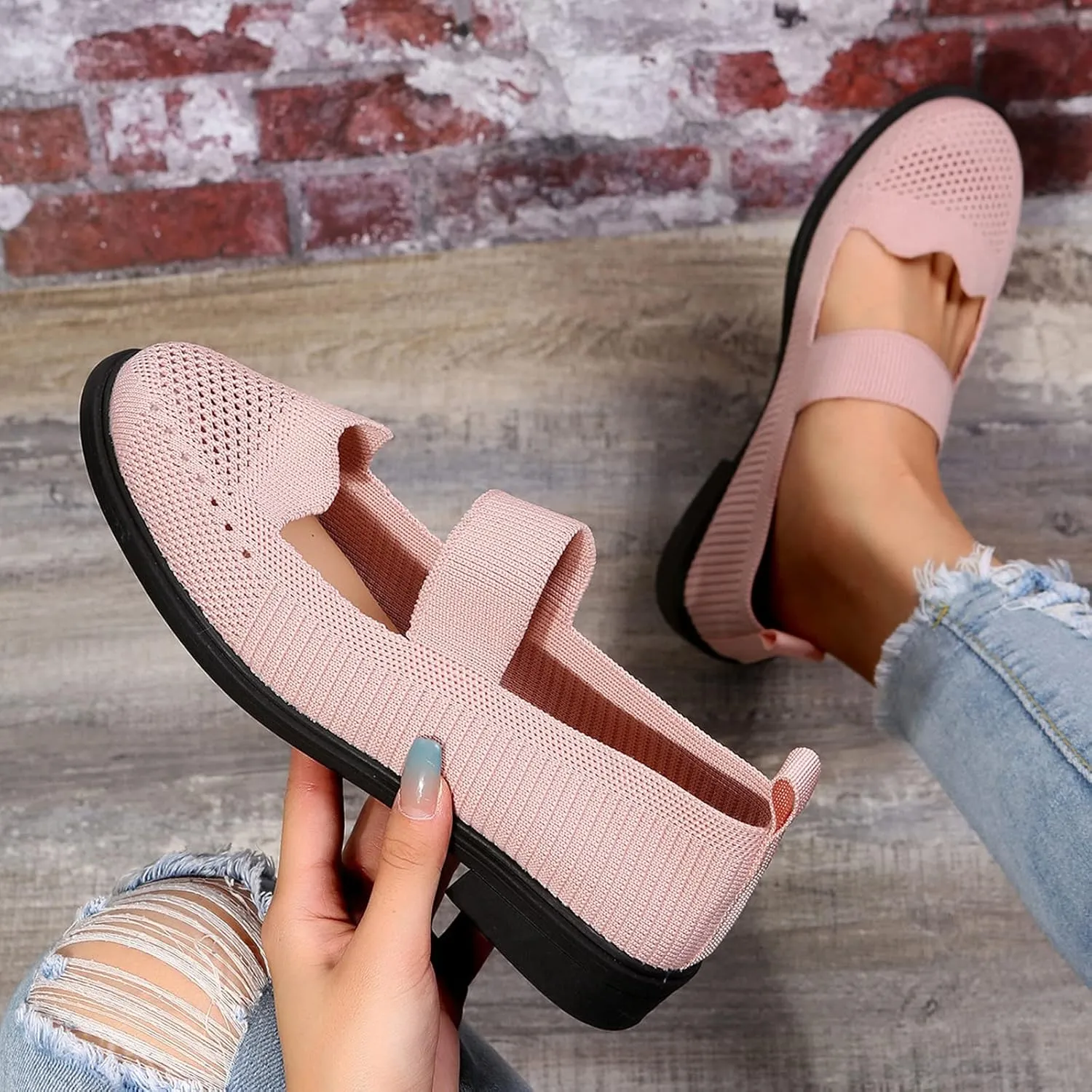 Women's Slip On Mesh Lightweight Flats Sneaker,Comfortable Breathable Non-Slip Soft Sole Walking Shoes Loafer Nurse Shoes