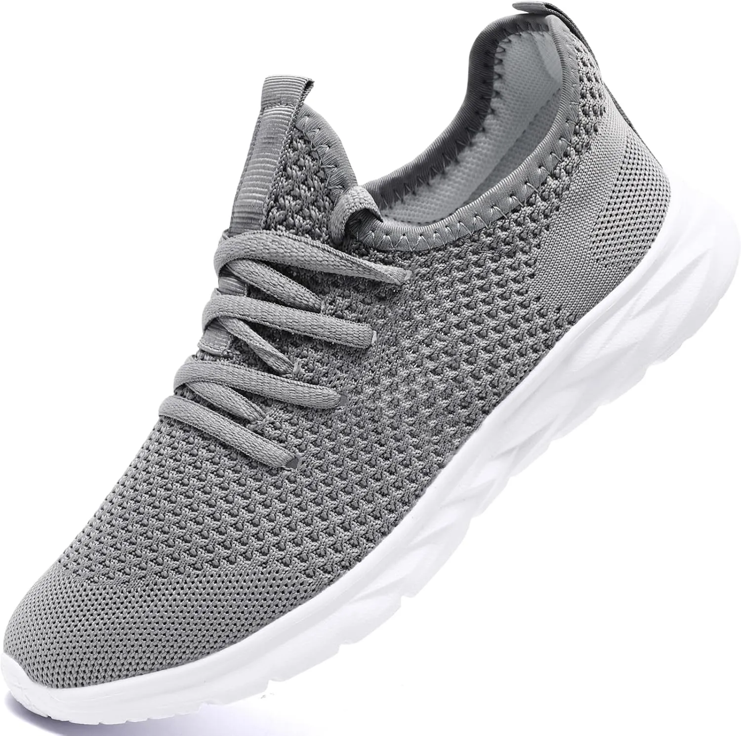 Womens Slip On Running Shoes Lightweight Tennis Walking Shoes Breathable Mesh Gym Workout Shoes Fashion Sneakers Light Gray 8