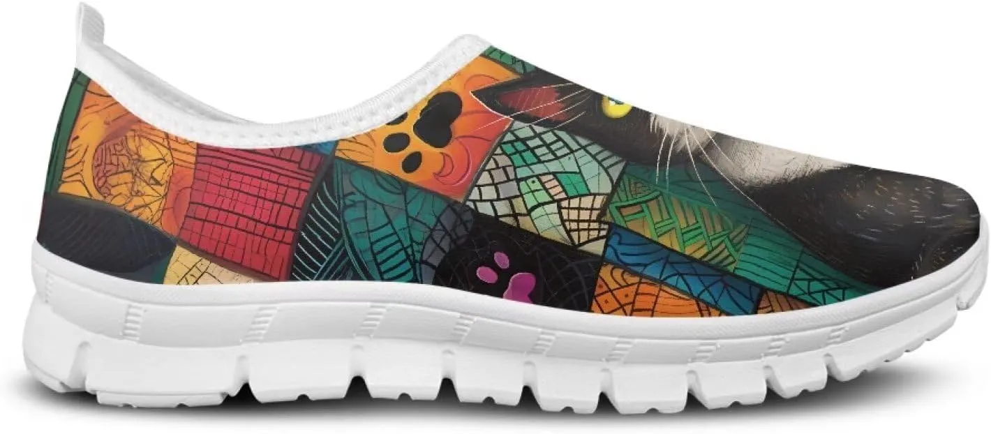 Womens Slip On Sneakers Lightweight Casual Shoes Soft Anti-Slip Tennis Shoes for Gym Travel Size 5.5-11.5 White Sole
