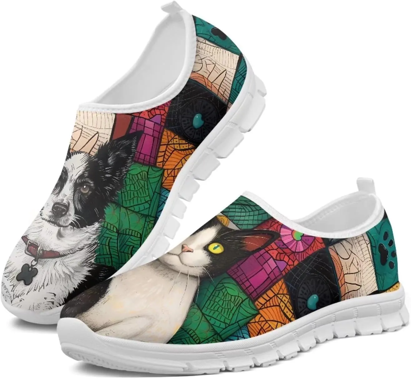 Womens Slip On Sneakers Lightweight Casual Shoes Soft Anti-Slip Tennis Shoes for Gym Travel Size 5.5-11.5 White Sole