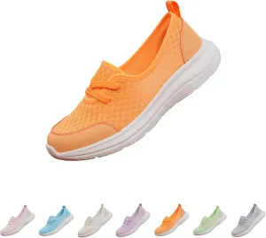 Women's Soft Sole Mesh Comfort Orthopedic Shoes,Breathable Slip-On Flat Walking Shoes,Non-Slip Low Top Casual Shoe