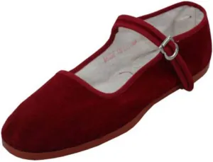 Women's Velvet Mary Jane Shoes Flat Ballet