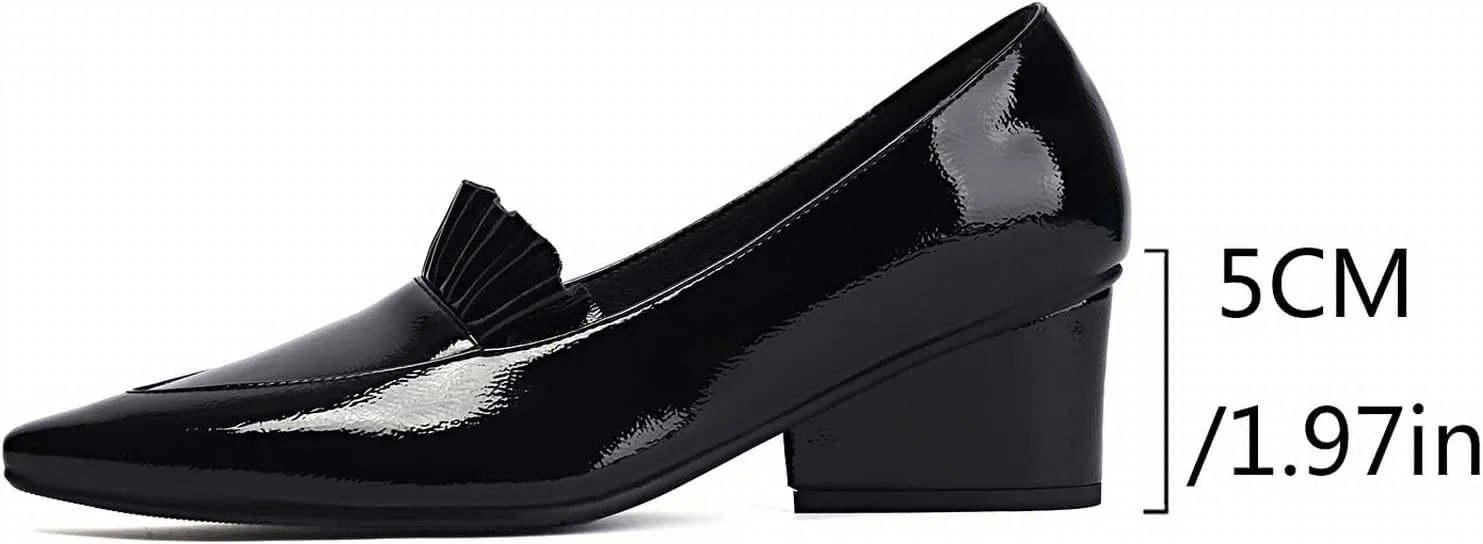 Women's Wedge Heel Pumps Patent Leather Low Heel Dress Shoes