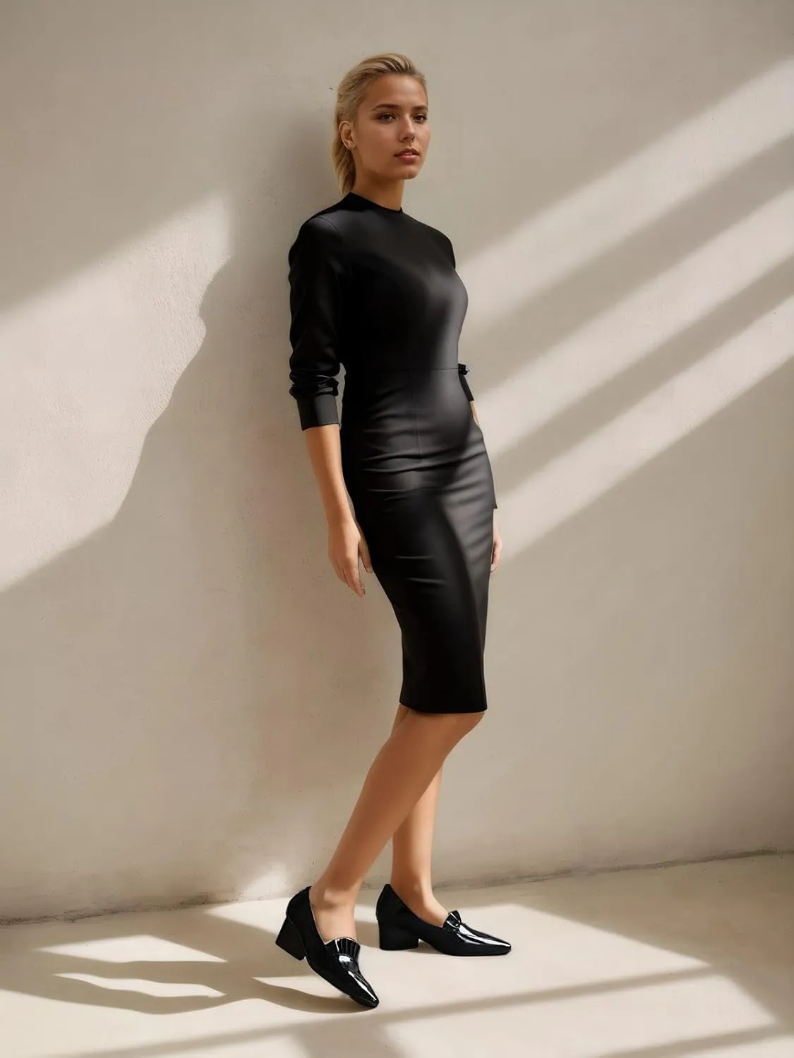 Women's Wedge Heel Pumps Patent Leather Low Heel Dress Shoes