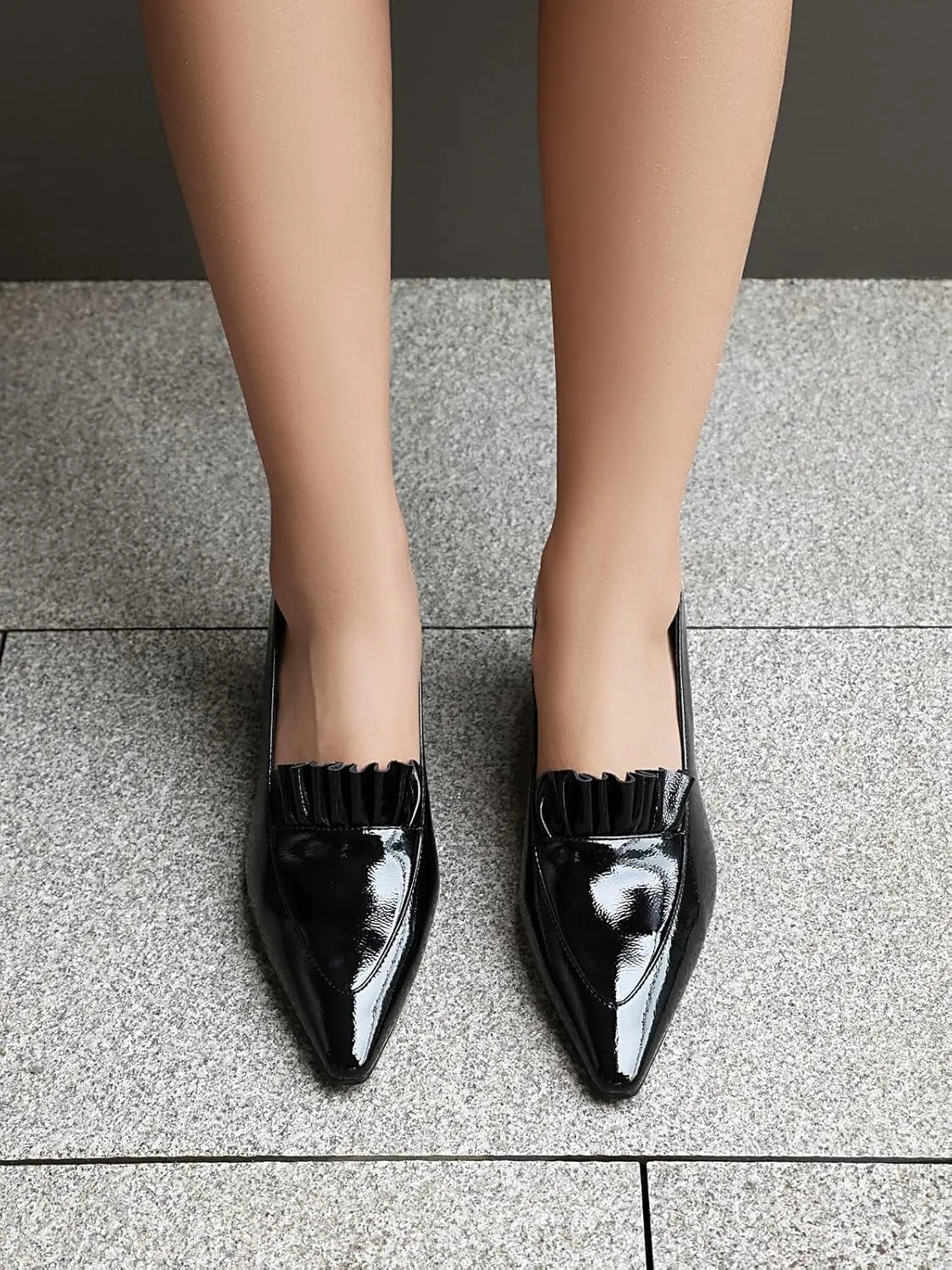 Women's Wedge Heel Pumps Patent Leather Low Heel Dress Shoes