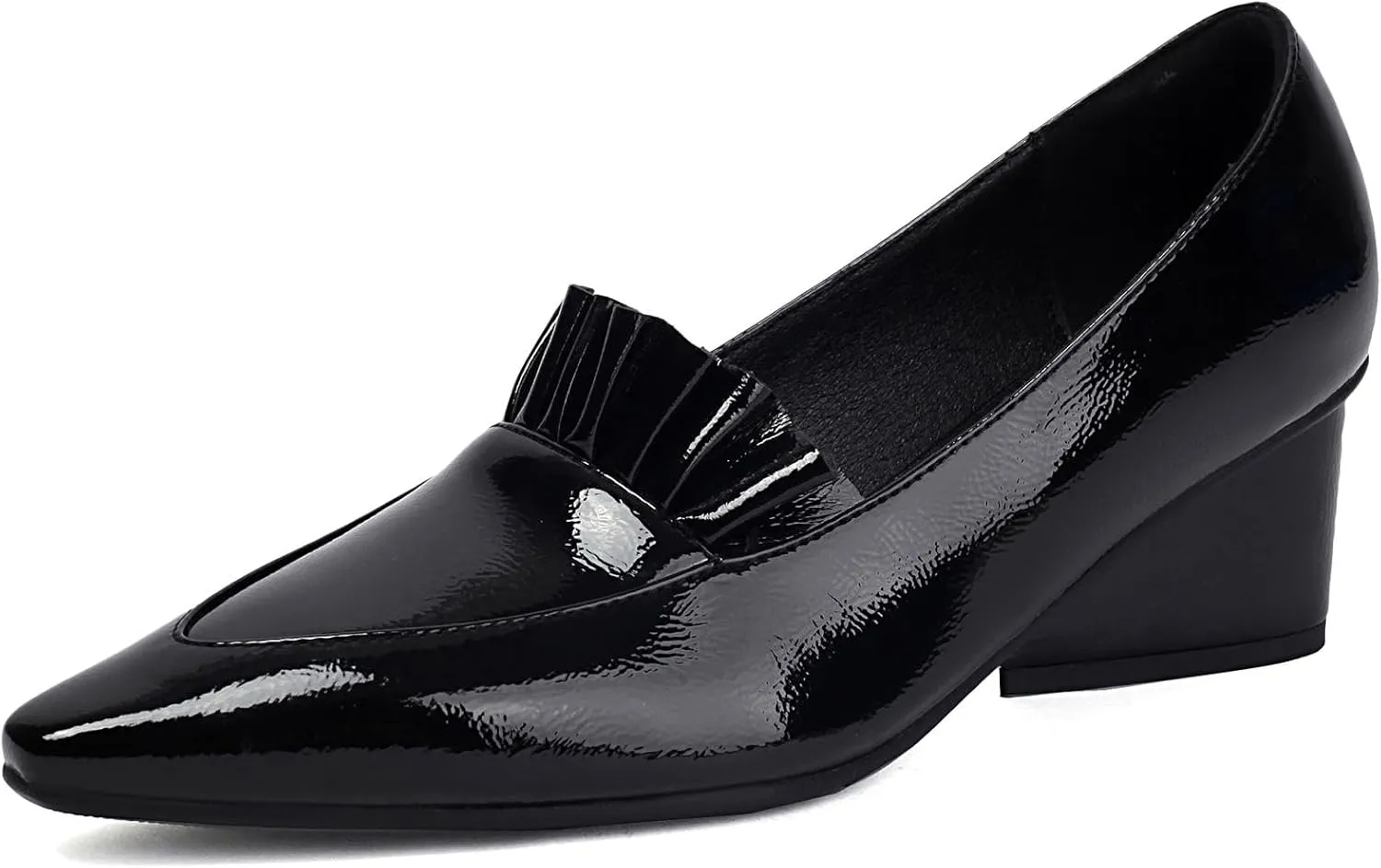 Women's Wedge Heel Pumps Patent Leather Low Heel Dress Shoes