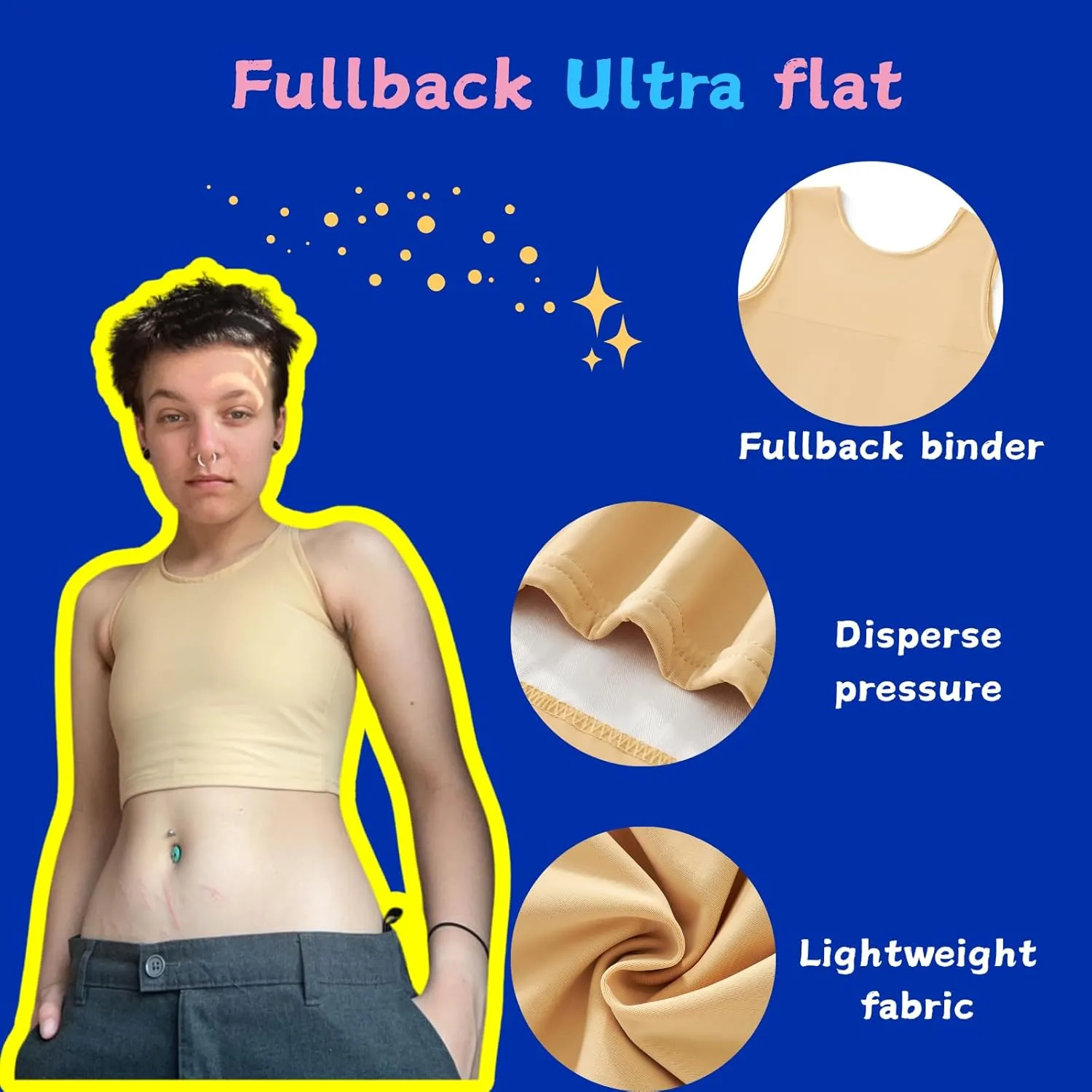 Wonababi Chest Binder for Transgender - Fullback Ultra Flat Compression Bra for FTM, Large Breasts