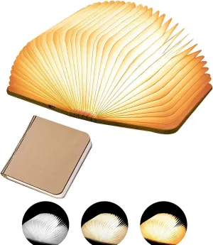 Wooden Book Light Novelty LED Night Light Portable Folding Book Lamp Paper Lantern for Home Decor (3 Colors/White Maple, S:5.7 * 4.3 * 1.0in(14.4x10.9x2.54cm))
