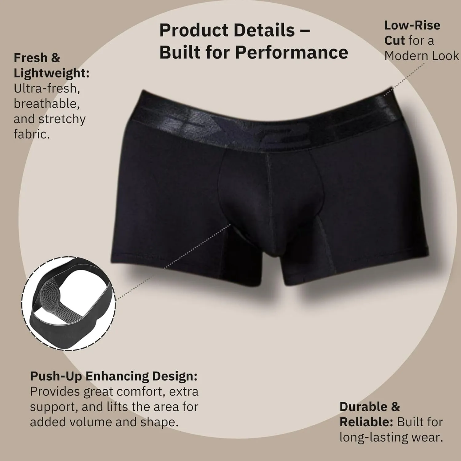 X2 Men’s Trunk Underwear – Breathable Microfiber, Quick-Dry Fabric, Soft Waistband, Contoured Pouch | Made in Colombia