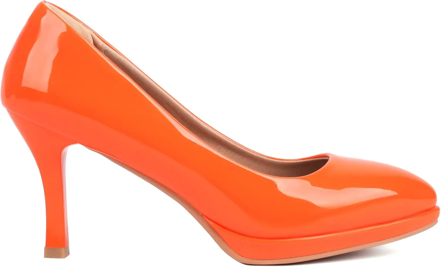 XIEDA Women's Pointed Toe Low Platform High Heels 3 Inch Patent Leather Pumps Classic Elegant for All Occasions