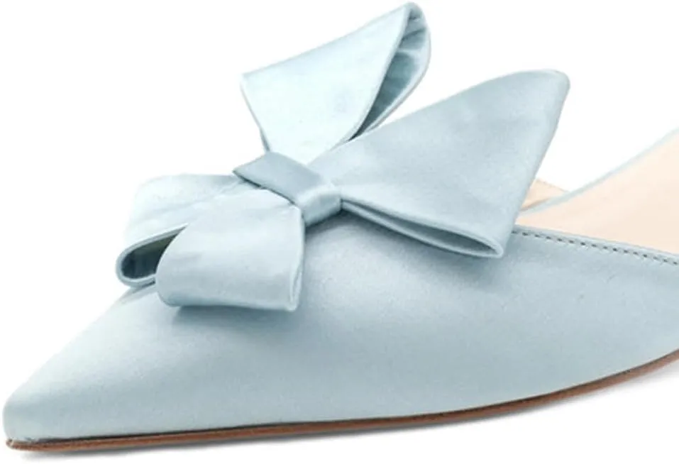 XYD Women D'Orsay Kitten Heel Bridal Bowknot Pumps Elegant Pointed Closed Toe Wedding Prom Shoes