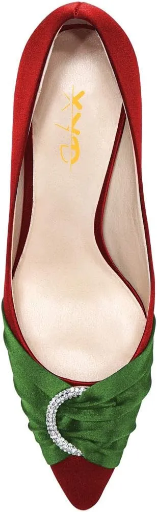 XYD Women Elegant Pointed Closed Toe Pumps Slip On High Heels Stiletto Patent Leather Slide Sandals Ladies Girls Wedding Prom Party Evening Office Dress Shoes