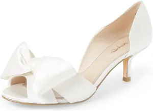 XYD Women Low Heel D'Orsay Pumps Peep Toe Slip On Dress Evening Sandals Shoes with Bowknot