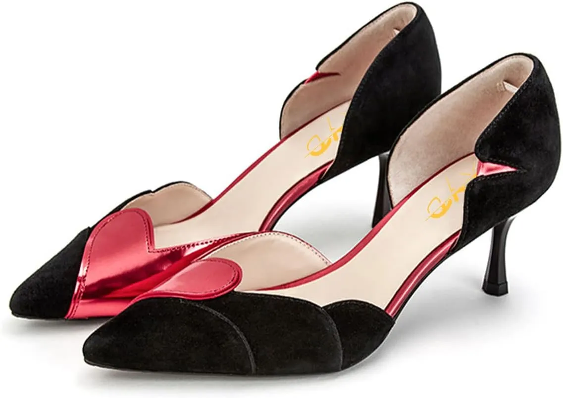 XYD Women's Pumps, Elegant Pointed Toe, D'Orsay Kitten Low Heels, Rhinestone Studs, Slip-On Satin Shoes for Wedding