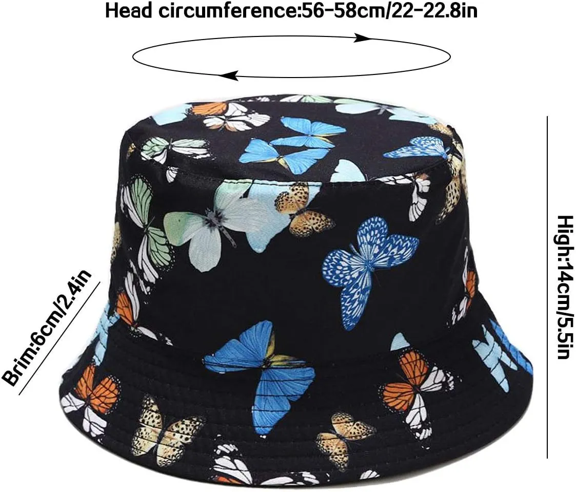 XYIYI Cute Bucket Hat Beach Fisherman Hats for Women, Reversible Double-Side-Wear
