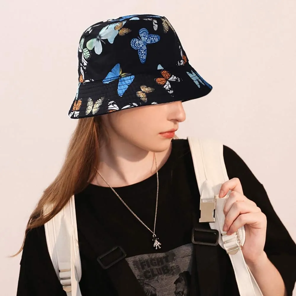 XYIYI Cute Bucket Hat Beach Fisherman Hats for Women, Reversible Double-Side-Wear