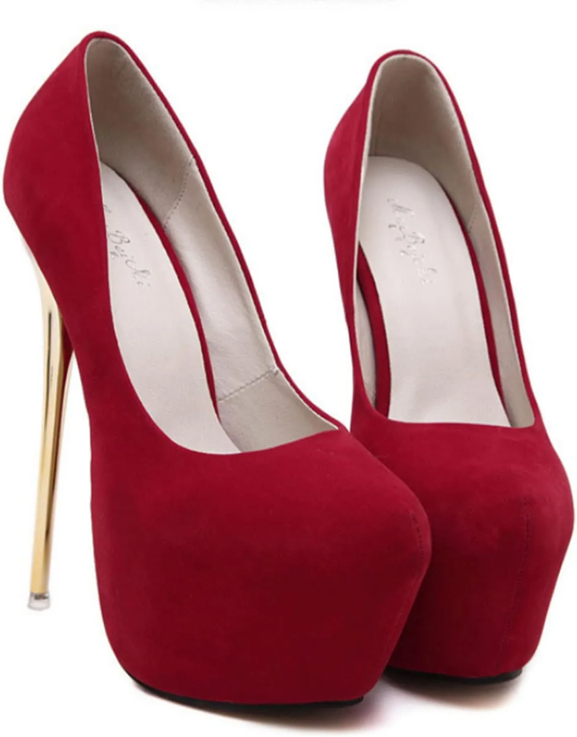 YHTootW Women's Heels Stilettos High Heels Platform Round Toe Daily Faux Suede Heel Heels Elegant Classic Party Red Wedding Bridesmaid Shoes