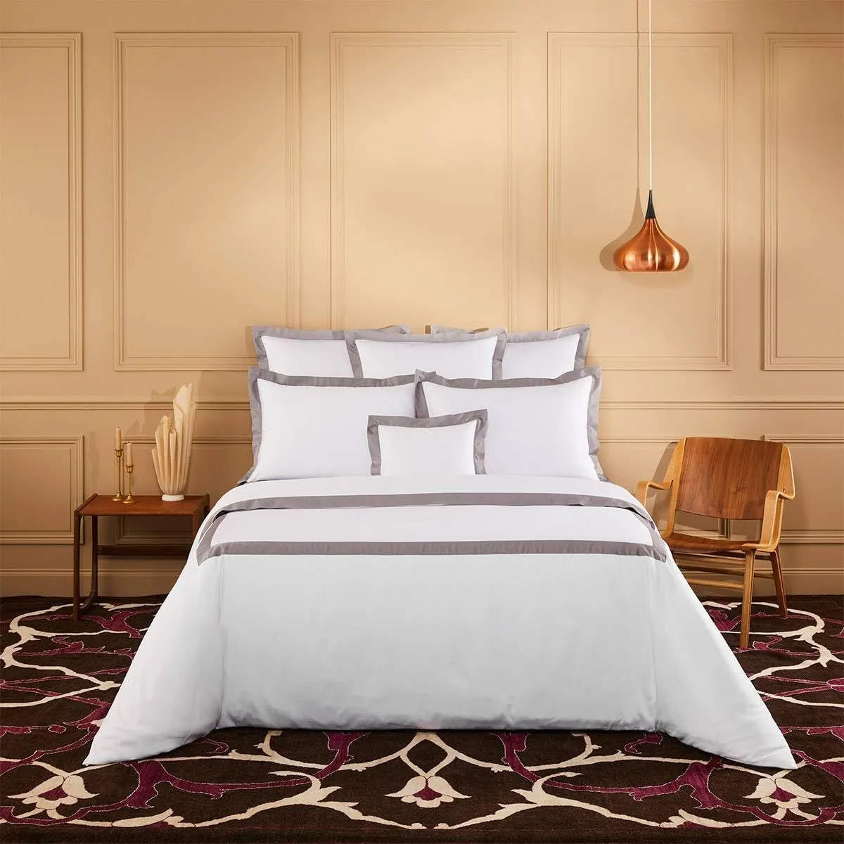 Yves Delorme Linea Platine (Platinum Grey) King 114 x 116 in Flat Sheet - Extra Soft and Warm Luxury Sheets, 100% Natural Organic French Bed Linens - Breathable and Durable