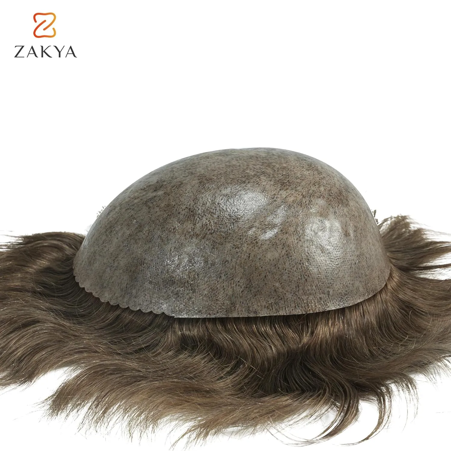 Zakya Hair System for Men Thin Skin with Gauze Durable Men's Hair System Real Human Hair Men's Hairpieces 8x10 Inches Base Replacement System for Men Light Brown 7#