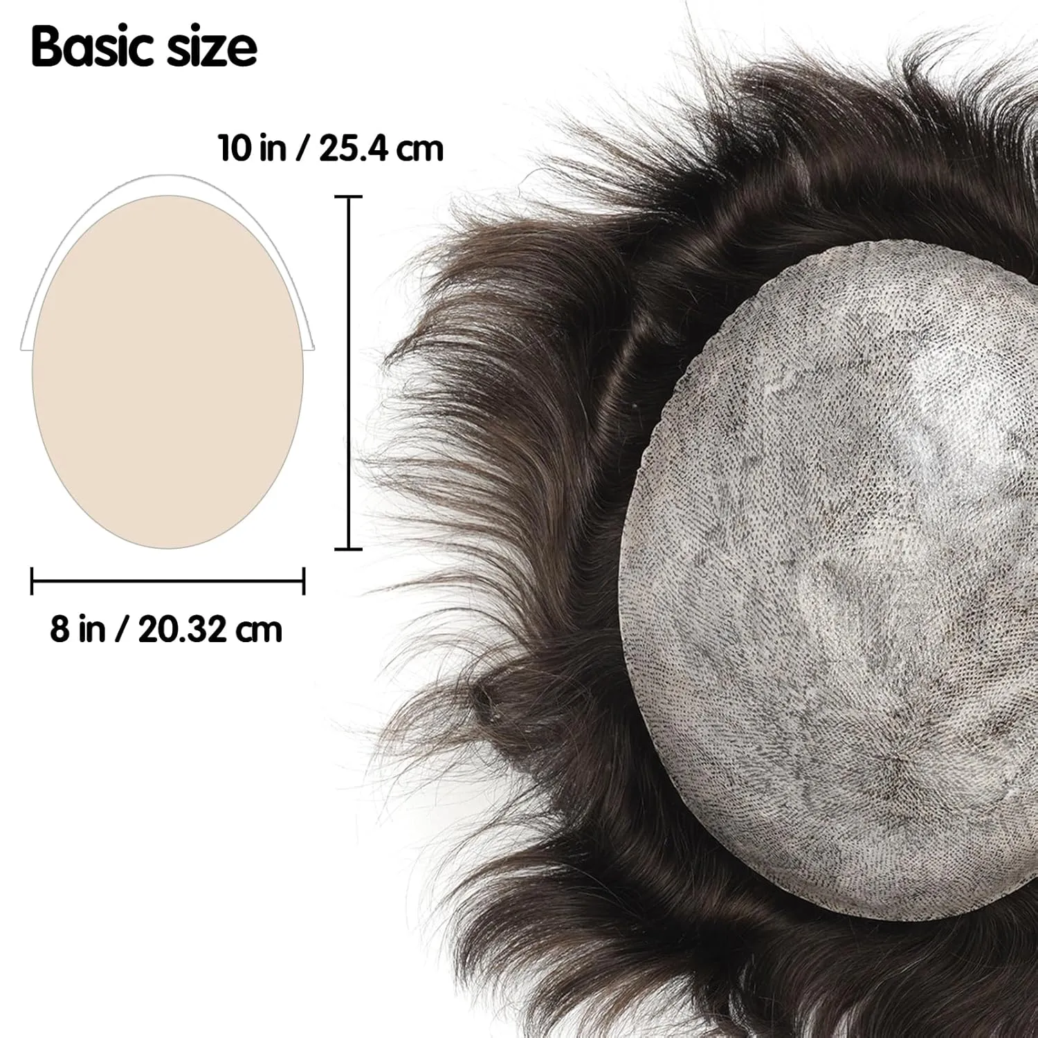 Zakya Hair System for Men Thin Skin with Gauze Durable Men's Hair System Real Human Hair Men's Hairpieces 8x10 Inches Base Replacement System for Men Light Brown 7#