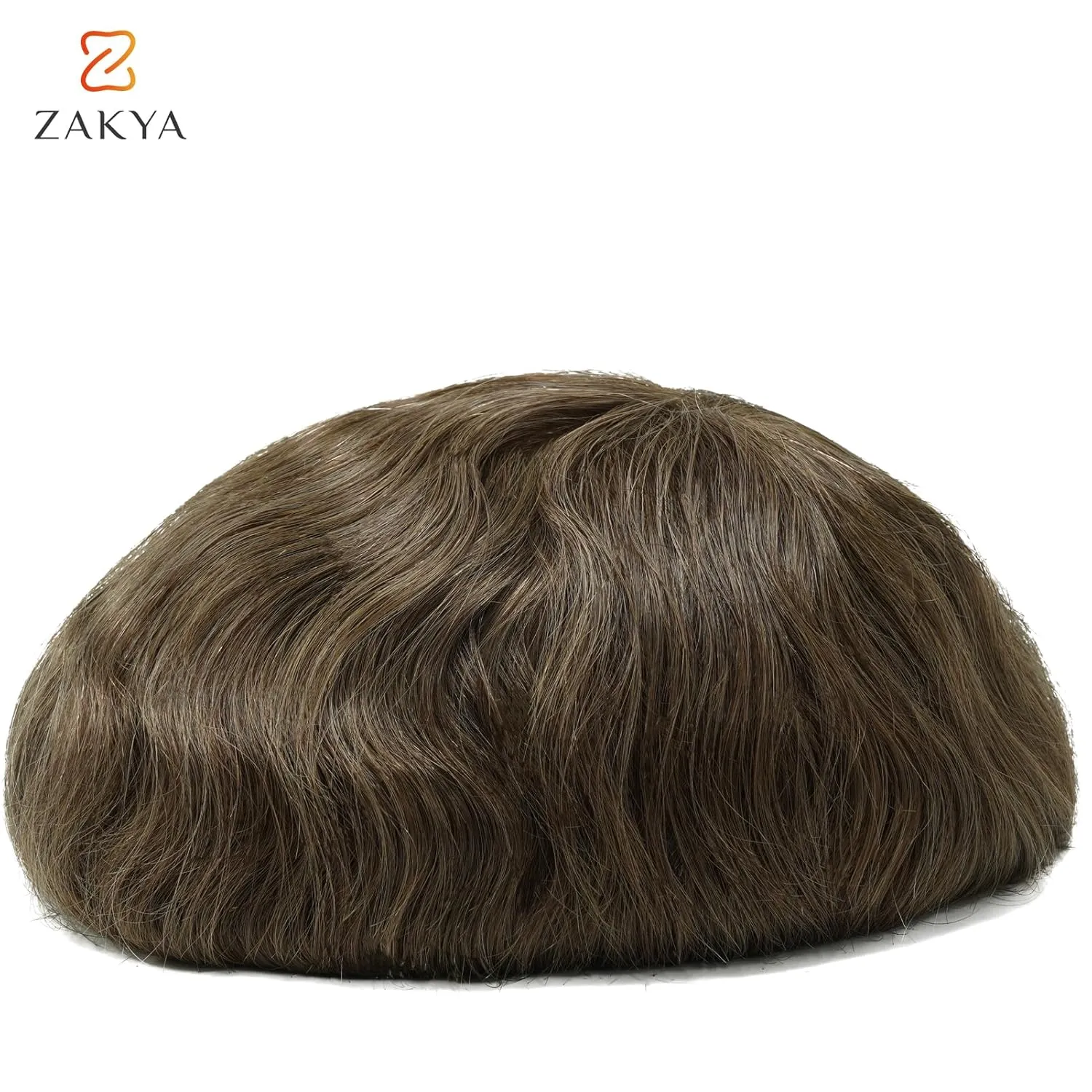 Zakya Hair System for Men Thin Skin with Gauze Durable Men's Hair System Real Human Hair Men's Hairpieces 8x10 Inches Base Replacement System for Men Light Brown 7#