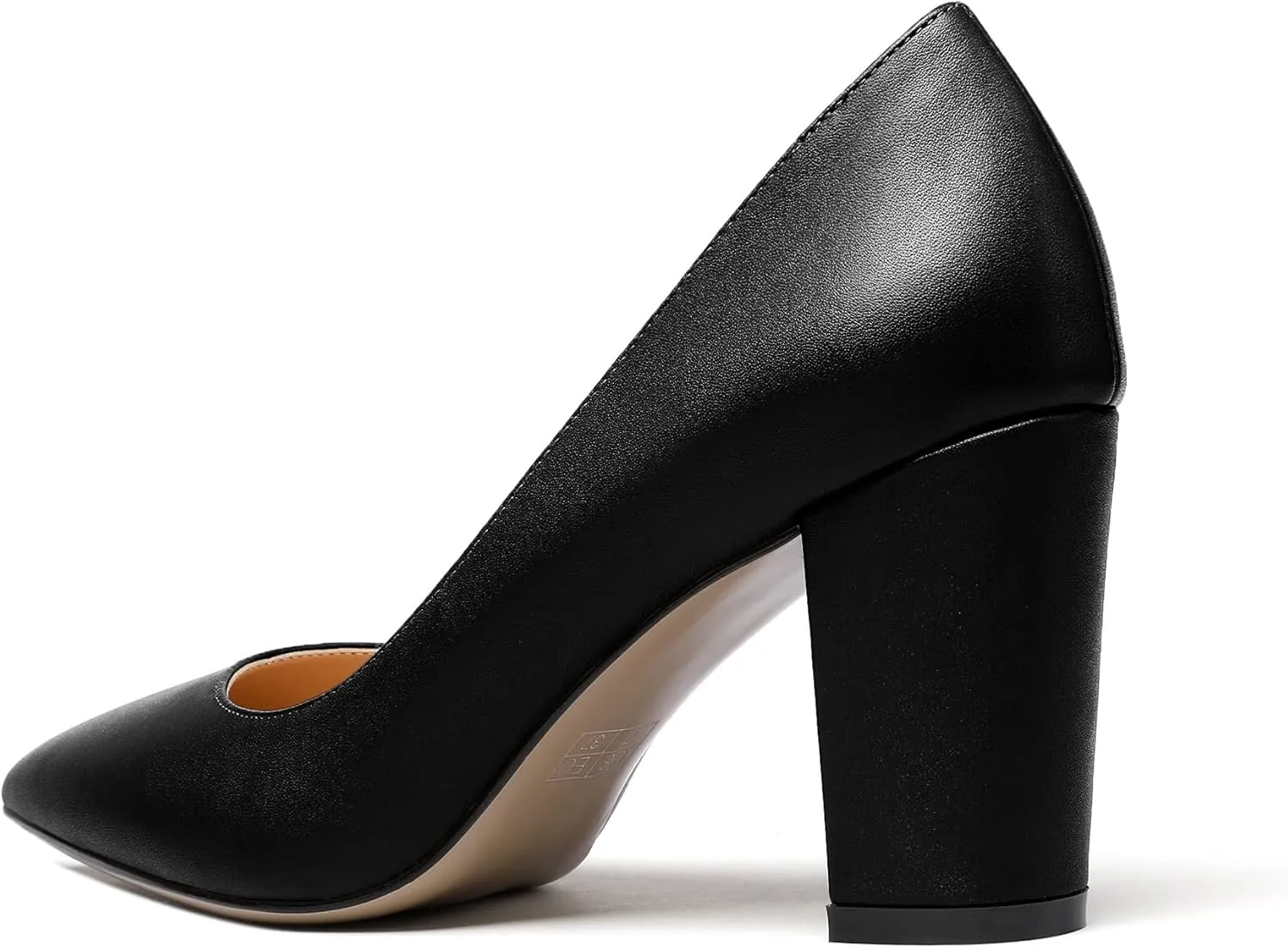 Zamikoo Women's Chunky Heel Pumps Pointy Toe Slip On Classic High Heel Shoes 3.35 Inches