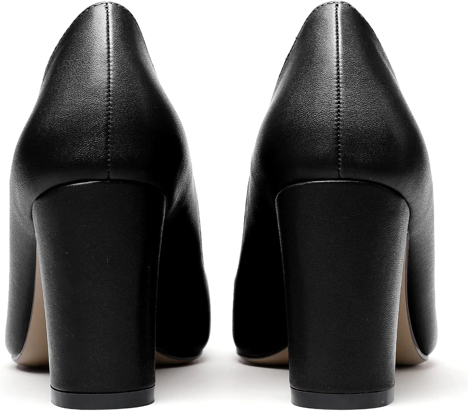 Zamikoo Women's Chunky Heel Pumps Pointy Toe Slip On Classic High Heel Shoes 3.35 Inches