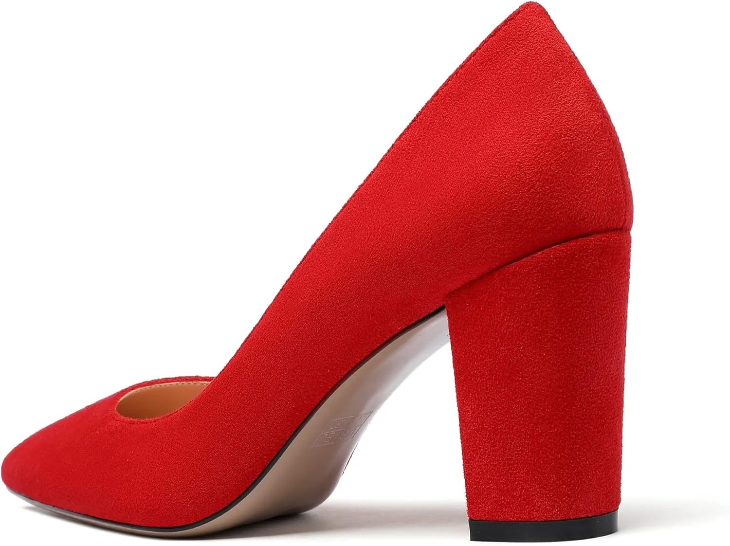 Zamikoo Women's Chunky Heel Pumps Pointy Toe Slip On Classic High Heel Shoes 3.35 Inches