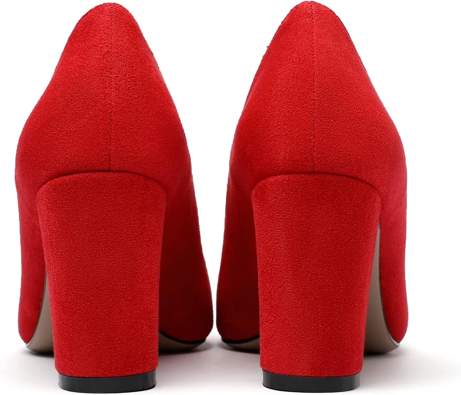 Zamikoo Women's Chunky Heel Pumps Pointy Toe Slip On Classic High Heel Shoes 3.35 Inches
