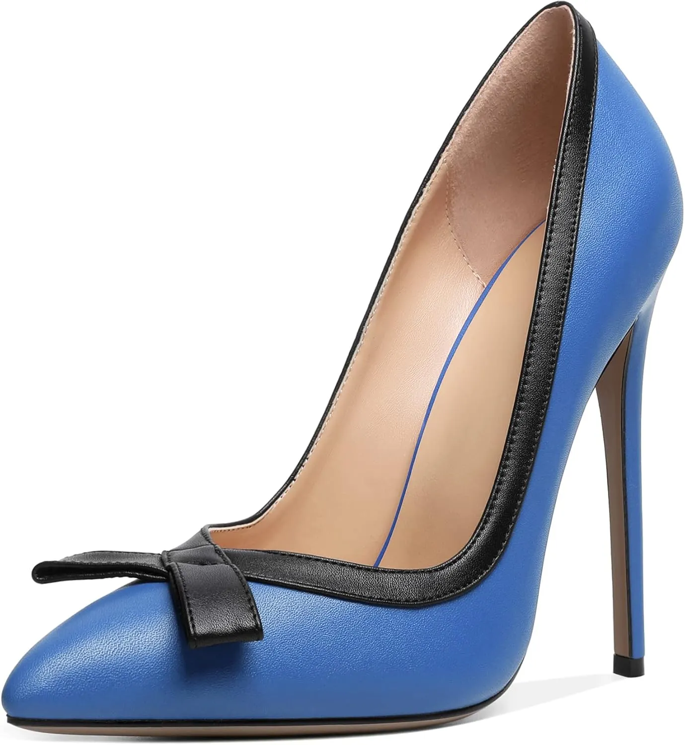 Zamikoo Women's Pointed Toe Slip On High Heel Pumps, Stiletto Heels with Bow, Classic Pumps Shoes for Casual Dress Office Wedding 4.7 Inch Suede Heels