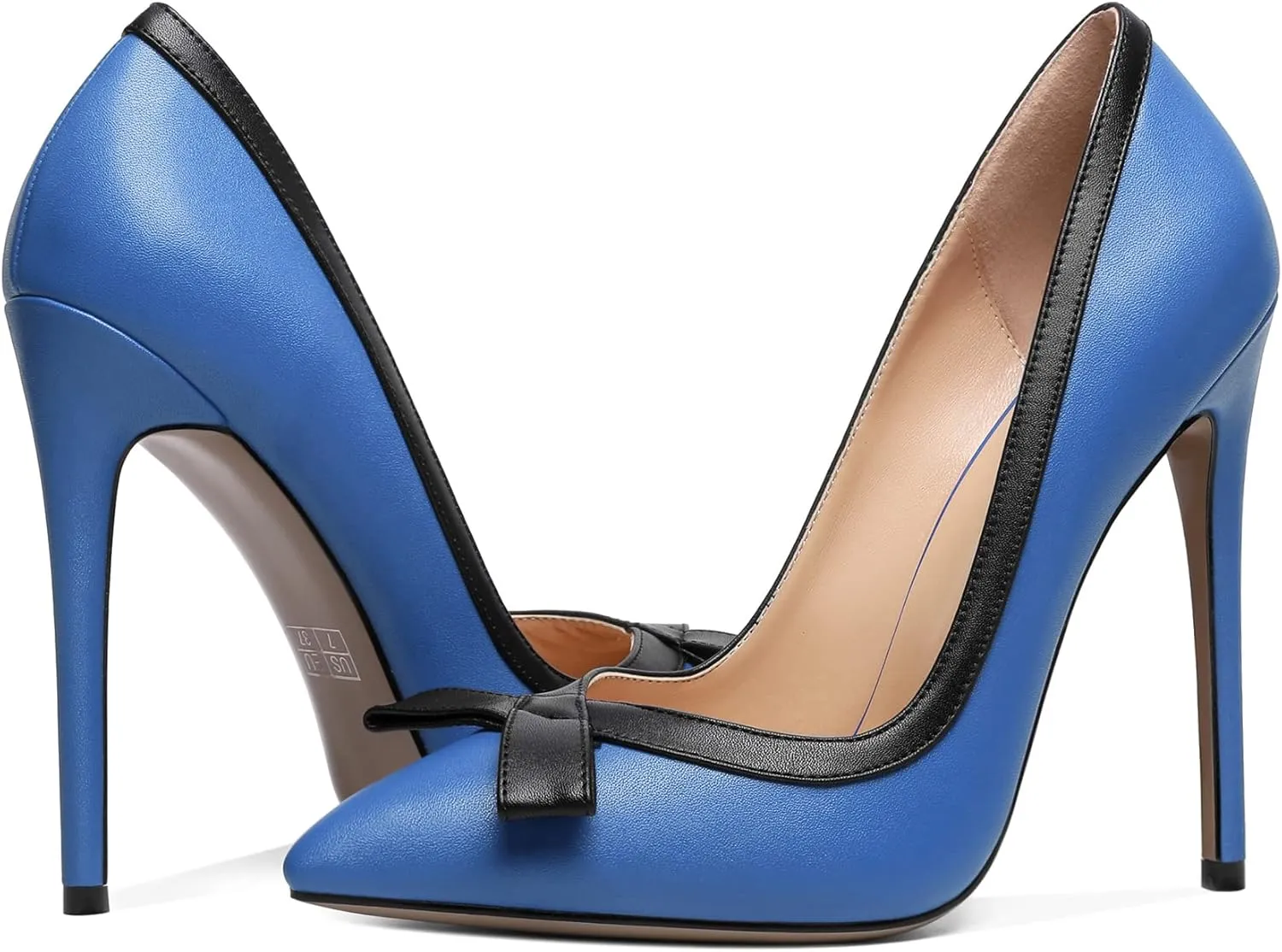Zamikoo Women's Pointed Toe Slip On High Heel Pumps, Stiletto Heels with Bow, Classic Pumps Shoes for Casual Dress Office Wedding 4.7 Inch Suede Heels