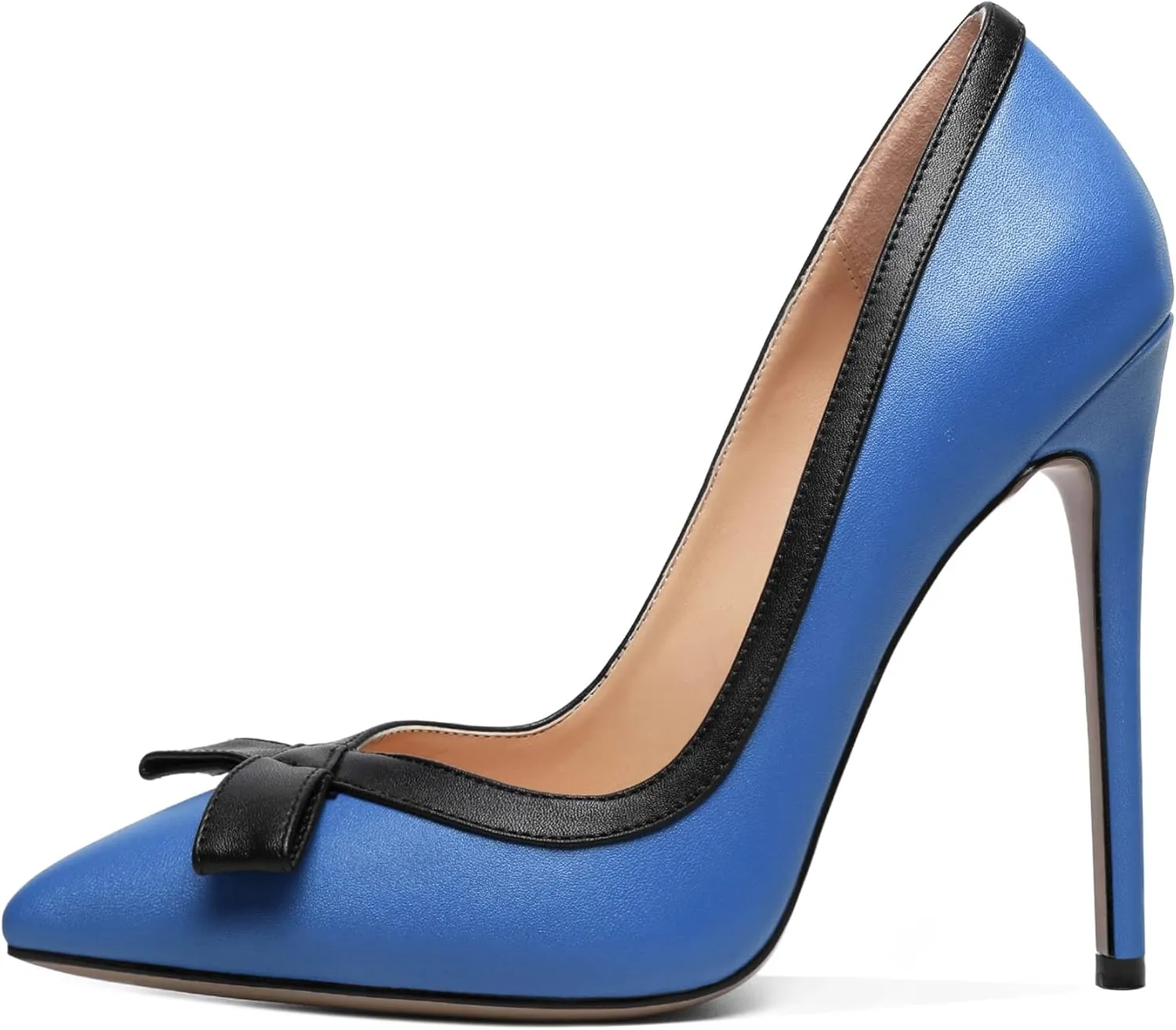 Zamikoo Women's Pointed Toe Slip On High Heel Pumps, Stiletto Heels with Bow, Classic Pumps Shoes for Casual Dress Office Wedding 4.7 Inch Suede Heels