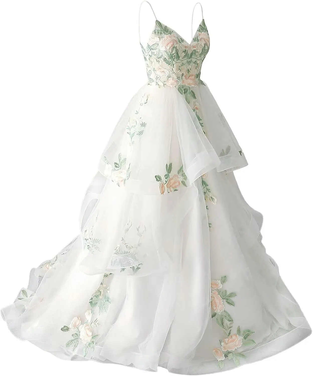 zcbang Lace Wedding Dresses for Bride Fairy Forest Colorful Elegant Bridal Dresses with Train