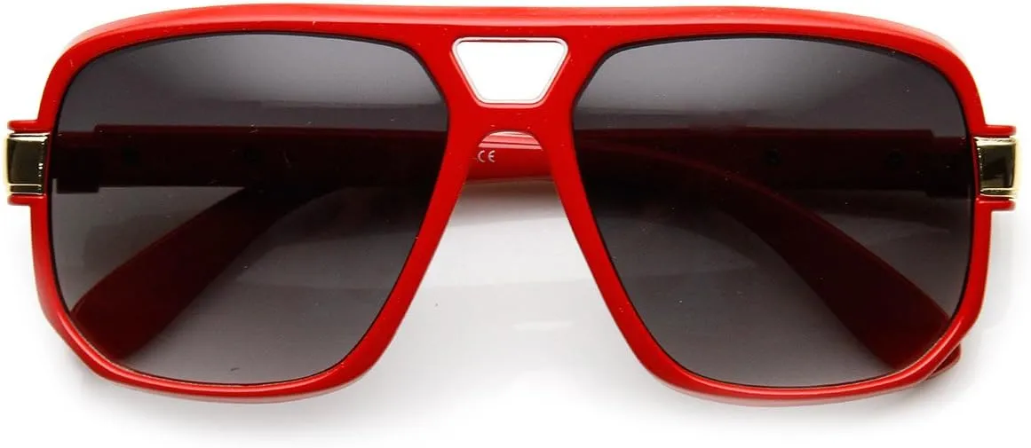 zeroUV - Classic Square Frame Plastic Flat Top Aviator Sunglasses