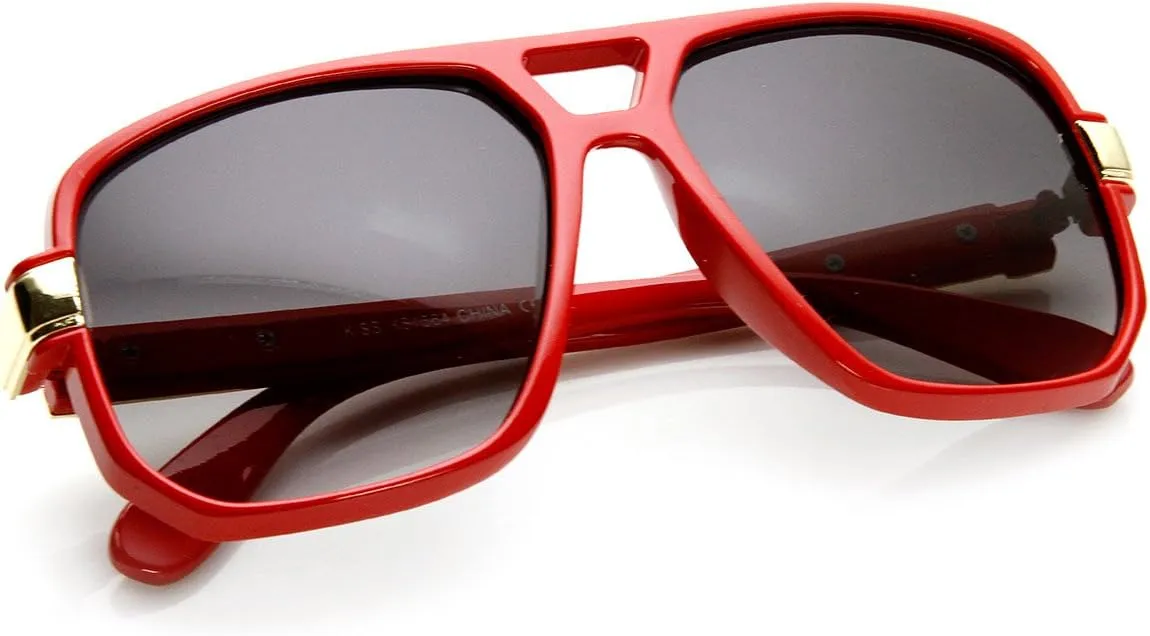 zeroUV - Classic Square Frame Plastic Flat Top Aviator Sunglasses