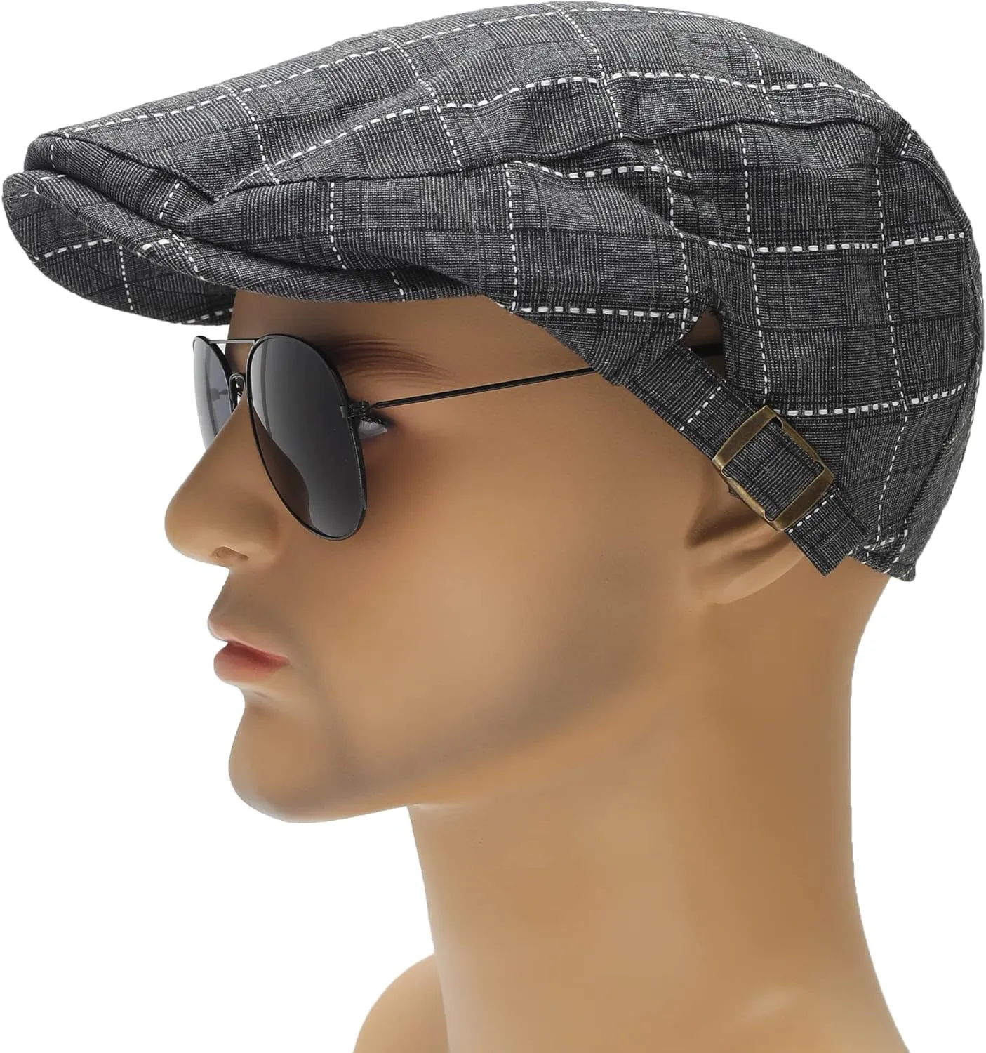 ZLYC Men Cotton Flat Cap Summer Scally Ivy Gatsby Newsboy Beret Driver Cabbie Hunting Hat
