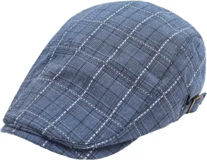 ZLYC Men Cotton Flat Cap Summer Scally Ivy Gatsby Newsboy Beret Driver Cabbie Hunting Hat