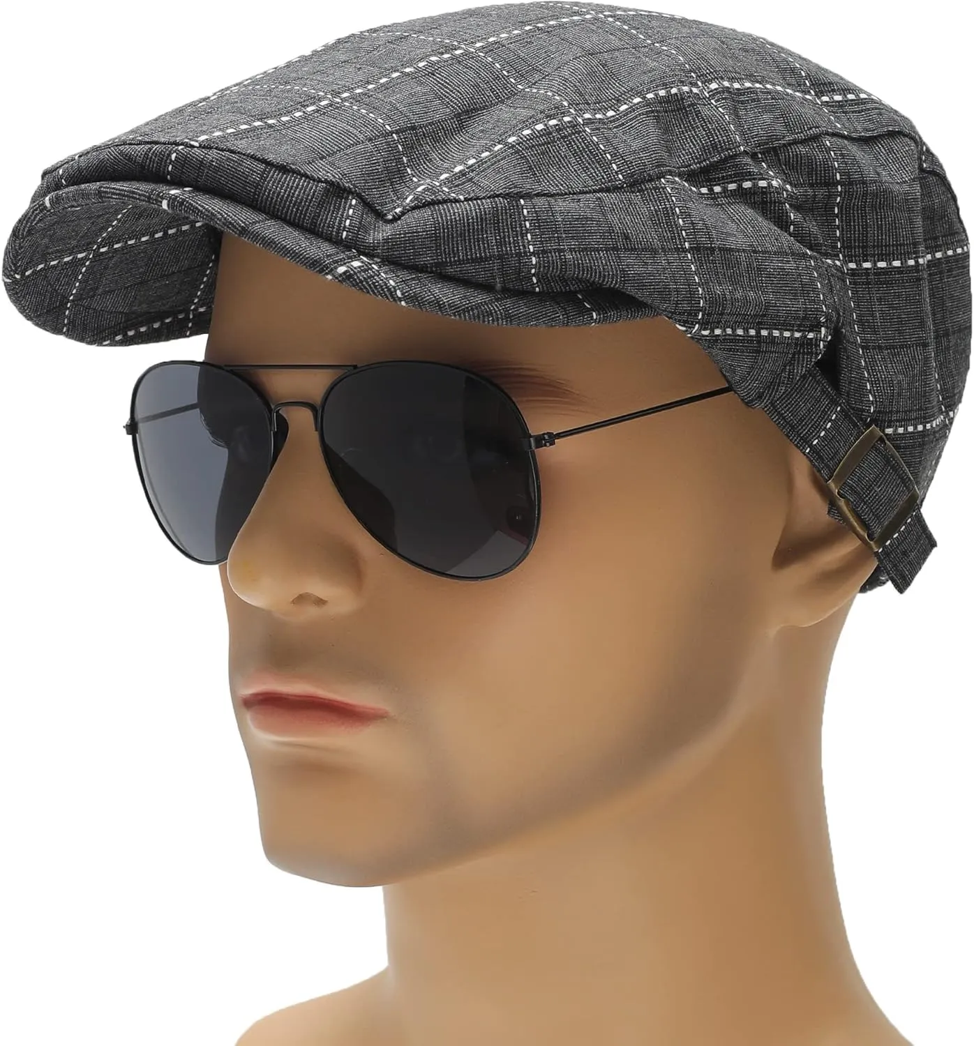 ZLYC Men Cotton Flat Cap Summer Scally Ivy Gatsby Newsboy Beret Driver Cabbie Hunting Hat